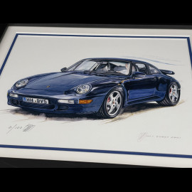 Porsche Frame 911 Turbo Type 964 Black Wooden Frame 25 x 30 cm - Uli Ehret