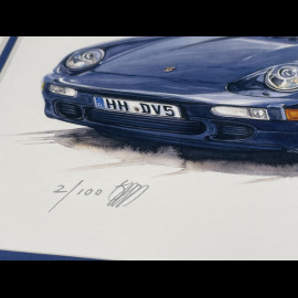 Porsche Rahmen 911 Turbo Typ 964 Schwarzer Holzrahmen 25 x 30 cm - Uli Ehret