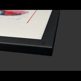 Porsche Frame 944 Red Black Wooden Frame with Sketch 25 x 30 cm - Uli Ehret