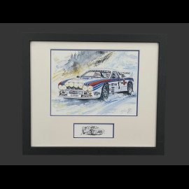 Lancia Rahmen 037 n° 1 Martini Schwarzer Holzrahmen mit Skizze 25 x 30 cm - Uli Ehret