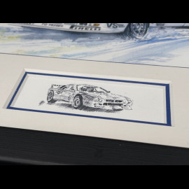 Lancia Rahmen 037 n° 1 Martini Schwarzer Holzrahmen mit Skizze 25 x 30 cm - Uli Ehret