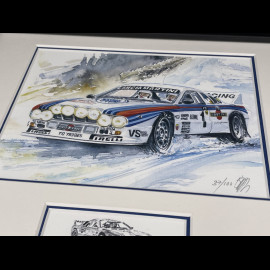 Lancia Rahmen 037 n° 1 Martini Schwarzer Holzrahmen mit Skizze 25 x 30 cm - Uli Ehret