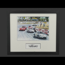 Ferrari Rahmen 250 GTO / Porsche 356B GTL Abarth / Maserati Tipo 151 Schwarzer Holzrahmen mit Skizze 25 x 30 cm - Uli Ehret