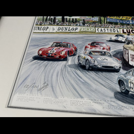 Ferrari Rahmen 250 GTO / Porsche 356B GTL Abarth / Maserati Tipo 151 Schwarzer Holzrahmen mit Skizze 25 x 30 cm - Uli Ehret