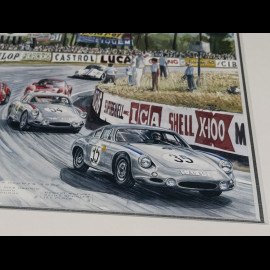 Ferrari Frame 250 GTO / Porsche 356B GTL Abarth / Maserati Tipo 151 Black Wooden Frame with Sketch 25 x 30 cm - Uli Ehret