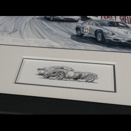 Ferrari Rahmen 250 GTO / Porsche 356B GTL Abarth / Maserati Tipo 151 Schwarzer Holzrahmen mit Skizze 25 x 30 cm - Uli Ehret