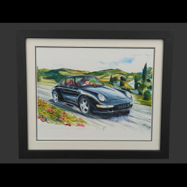Porsche Frame 911 Carrera Type 993 Black Black Wooden Frame 25 x 30 cm - Uli Ehret