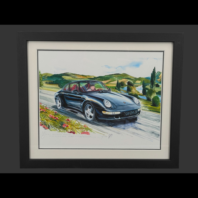 Porsche Frame 911 Carrera Type 993 Black Black Wooden Frame 25 x 30 cm - Uli Ehret