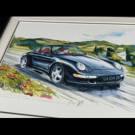 Porsche Rahmen 911 Carrera Typ 993 Schwarz Schwarzer Holzrahmen 25 x 30 cm - Uli Ehret