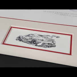 Porsche Frame 911 RSR Type 991 n° 85 Iron Dames 24h Le Mans 2025 Black Wooden Frame with Sketch 25 x 30 cm - Uli Ehret