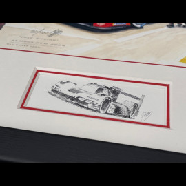 Porsche Frame 963 Penske n° 6 24h Le Mans 2024 Last Pitstop Black Wooden Frame with Sketch 25 x 30 cm - Uli Ehret
