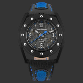 Lamborghini Automatic Watch Tonino Cuscinetto R Leather Black / Blue TLF-T02-4