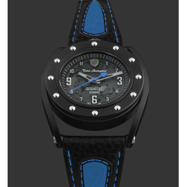Lamborghini Automatic Watch Tonino Cuscinetto R Leather Black / Blue TLF-T02-4