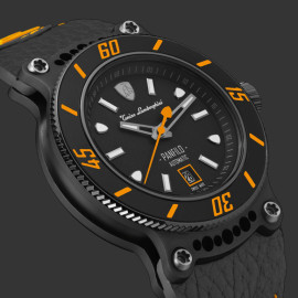 Lamborghini Automatic Watch Panfilo Tonino Leather Black / Orange TLF-T03-3