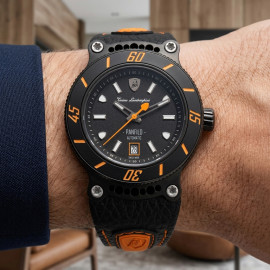 Lamborghini Automatic Watch Panfilo Tonino Leather Black / Orange TLF-T03-3