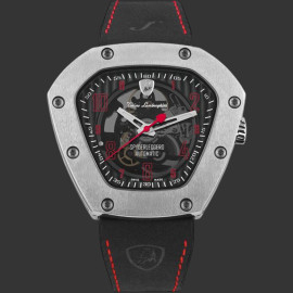 Lamborghini Automatikuhr Spyderleggero Tonino Leather Schwarz / Rot TLF-T06-2