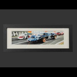 Ford Rahmen GT40 Mk.II n° 2 / Porsche 906/6L Carrera 6 n° 31 24h Le Mans 1966 Schwarzer Holzrahmen 38 x 15 cm - Uli Ehret