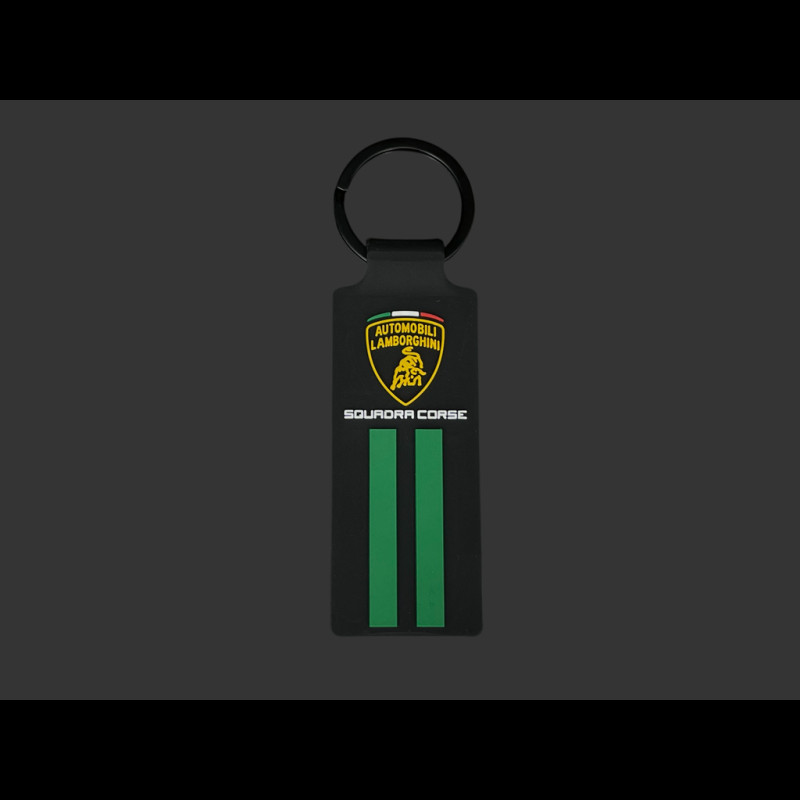 Lamborghini Schlüsselanhänger Squadra Corse 3D-Logo Schwarz / Grün LB18K