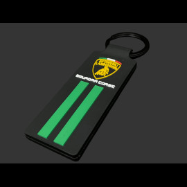 Lamborghini Schlüsselanhänger Squadra Corse 3D-Logo Schwarz / Grün LB18K
