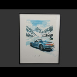 Porsche Frame 911 Targa 2025 Black Wooden Frame with Sketch 40 x 50 cm - Uli Ehret