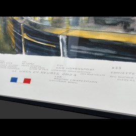 24h Le Mans Frame 2023 The Mulsanne Curve Black Wooden Frame with Sketch 40 x 50 cm - Uli Ehret