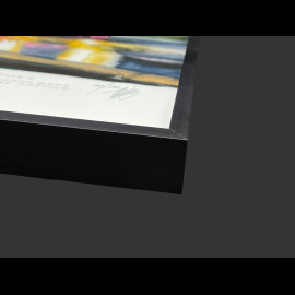 24h Le Mans Rahmen 2023 Die Mulsanne-Kurve Schwarzer Holzrahmen mit Skizze 40 x 50 cm - Uli Ehret