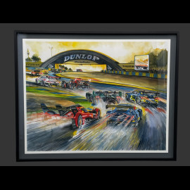 24h Le Mans Frame 2025 Morning Has Broken Black Wooden Frame with Sketch 40 x 50 cm - Uli Ehret