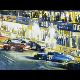 Porsche Frame 904 / Alpine M64 / Ferrari 250LM 12h Reims 1964 Black Wooden Frame with Sketch 40 x 50 cm - Uli Ehret