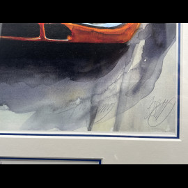 Steve McQueen Rahmen Porsche 917K n° 20 24h Le Mans 1970 Schwarzer Holzrahmen mit Skizze 40 x 50 cm - Uli Ehret