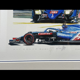 Alpine Frame A110 / A521 F1 / A480 LMP1 n° 36 / A424 n° 36 Black Wooden Frame with Sketch 40 x 50 cm - Uli Ehret