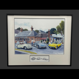 Porsche Rahmen 356 / 911 Typ 993 / 914 Schwarzer Holzrahmen mit Skizze 40 x 50 cm - Uli Ehret