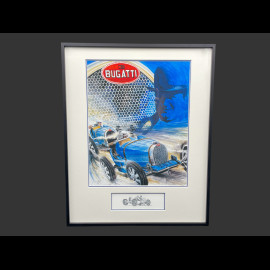 Bugatti Rahmen T35 1924 Ettore Bugatti Schwarzer Holzrahmen mit Skizze 40 x 50 cm - Uli Ehret