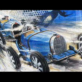 Bugatti Frame T35 1924 Ettore Bugatti Black Wooden Frame with Sketch 40 x 50 cm - Uli Ehret