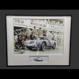 Porsche Rahmen 550A / 4RS Coupé n° 25 24h Le Mans 1956 Schwarzer Holzrahmen mit Skizze 40 x 50 cm - Uli Ehret