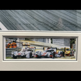 Porsche Frame 919 Hybrid n° 19 Winner 24h Le Mans 2015 Black Wooden Frame with Sketch 40 x 50 cm - Uli Ehret