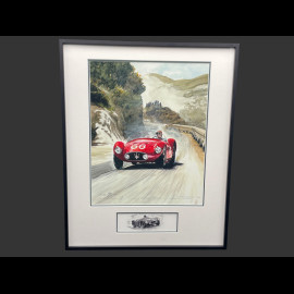 Maserati Rahmen A6 GCS n° 66 Juan Manuel Fangio Targa Florio 1953 Schwarzer Holzrahmen mit Skizze 40 x 50 cm - Uli Ehret