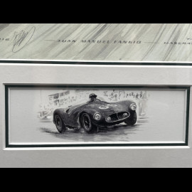 Maserati Rahmen A6 GCS n° 66 Juan Manuel Fangio Targa Florio 1953 Schwarzer Holzrahmen mit Skizze 40 x 50 cm - Uli Ehret