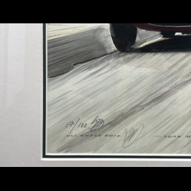 Maserati Rahmen A6 GCS n° 66 Juan Manuel Fangio Targa Florio 1953 Schwarzer Holzrahmen mit Skizze 40 x 50 cm - Uli Ehret