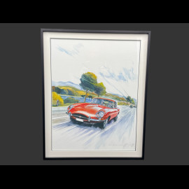 Jaguar Frame E-Type Red Black Wooden Frame 40 x 50 cm - Uli Ehret