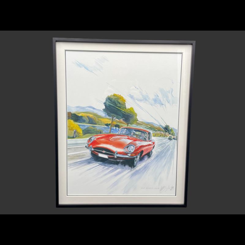 Jaguar Frame E-Type Red Black Wooden Frame 40 x 50 cm - Uli Ehret