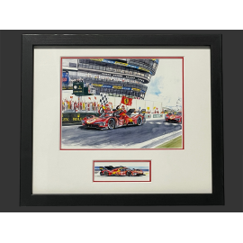 Ferrari Rahmen 499P N° 51 2023 Schwarzer Holzrahmen mit Skizze 25 x 30 cm - Uli Ehret