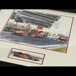 Ferrari Rahmen 499P N° 51 2023 Schwarzer Holzrahmen mit Skizze 25 x 30 cm - Uli Ehret