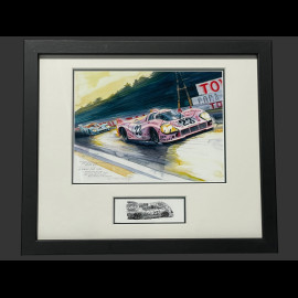 Porsche Frame 917/20 Pink Pig n° 23 24H Le Mans 1971 Black Wooden Frame with Sketch 25 x 30 cm - Uli Ehret