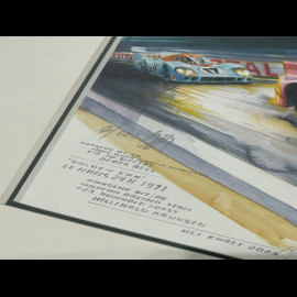 Porsche Frame 917/20 Pink Pig n° 23 24H Le Mans 1971 Black Wooden Frame with Sketch 25 x 30 cm - Uli Ehret