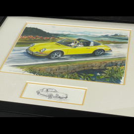 Porsche Frame 911 Targa Yellow 1973 Black Wooden Frame 25 x 30 cm - Uli Ehret