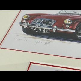 MG A Frame 1955 Black Wooden Frame with Sketch 25 x 30 cm - Uli Ehret