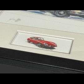 Jaguar Frame Type E Serie 1 1961 Black Wooden Frame with Sketch 25 x 30 cm - Uli Ehret