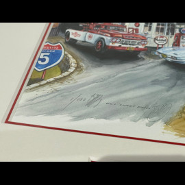 Chevrolet Frame Corvette C1 / C2 Stingray / Ford Tow Truck and Truck Black Wooden Frame with Sketch 25 x 30 cm - Uli Ehret