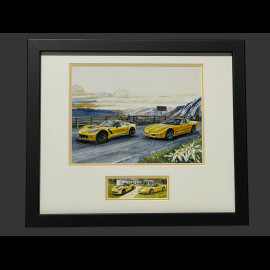 Chevrolet Frame Corvette C7 Z06 / Corvette C5 Black Wooden Frame with Sketch 25 x 30 cm - Uli Ehret