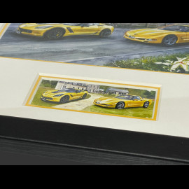 Chevrolet Rahmen Corvette C7 Z06 / Corvette C5 Schwarzer Holzrahmen mit Skizze 25 x 30 cm - Uli Ehret